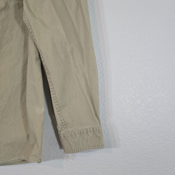 LL Bean Button Down Shirt Men Tall Large 100% Cotton Pockets Tan Safari Outdoor - Picture 9 of 12